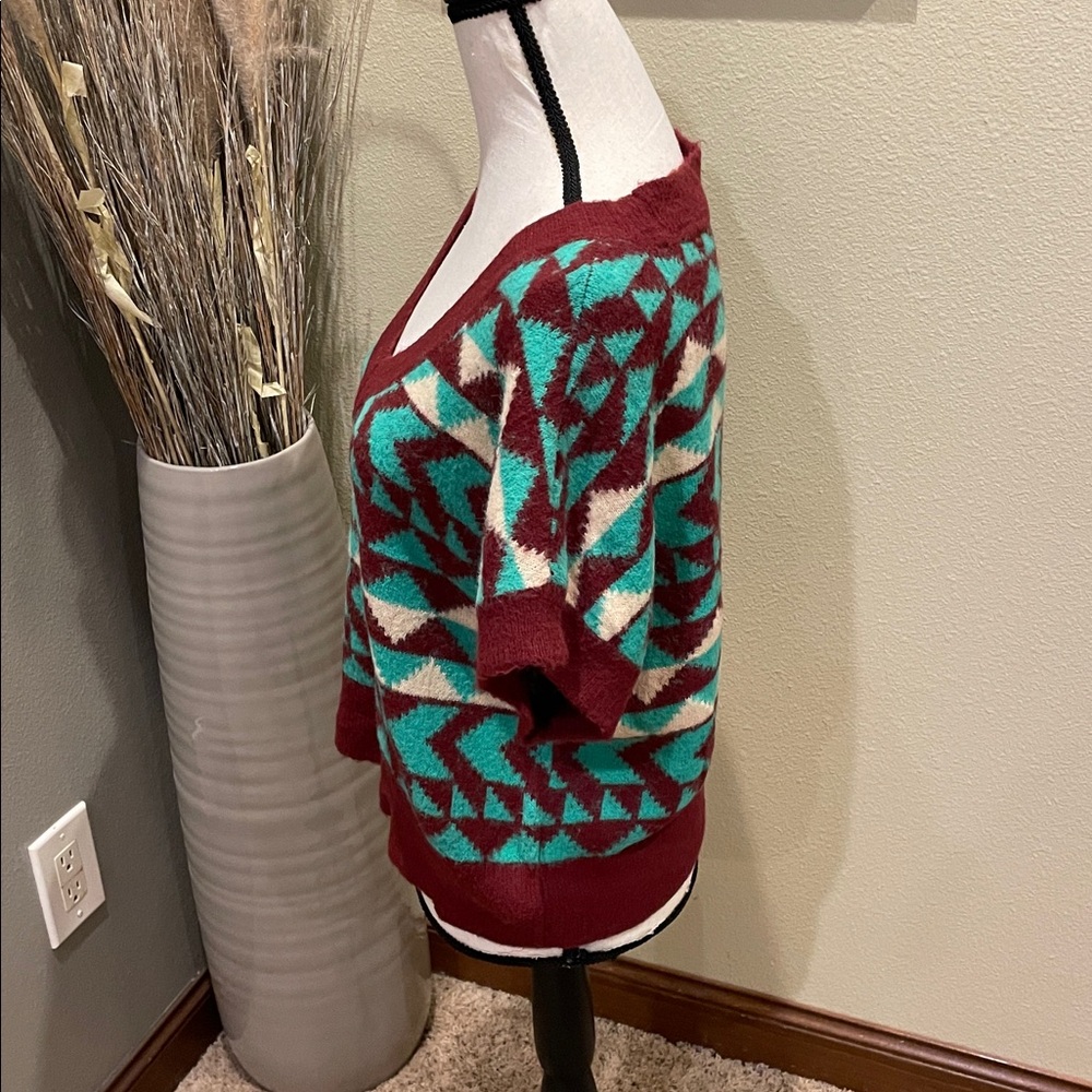 Free People Through The Motions Vest Green & Burgundy Brown Oversized Size Small - Picture 5 of 8